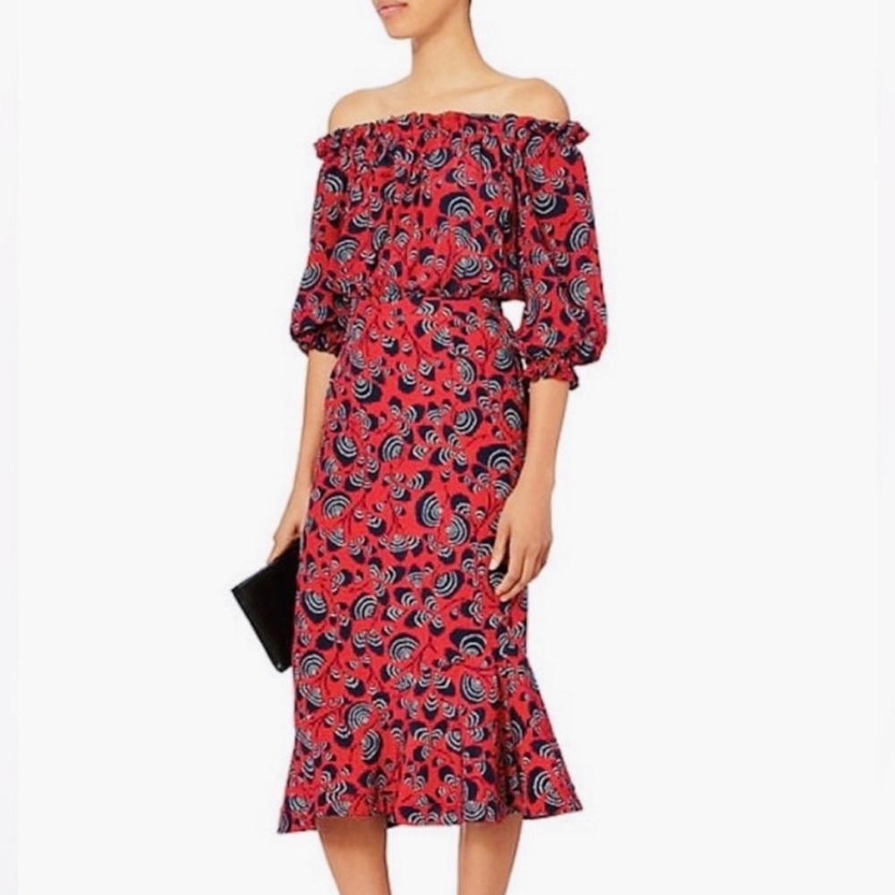 SALONI Grace Silk Off the Shoulder Dress - Picture 4 of 14